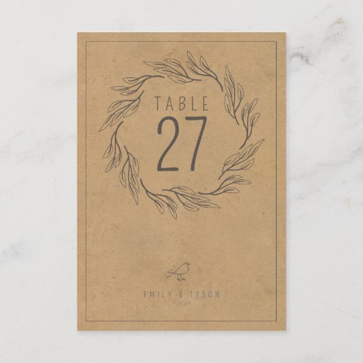 Rustieke Boho Krans Trouwtafel Nummer ID1109 Kaart (Achterkant)
