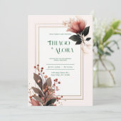 Rustieke Boho Kwast Bloem Herfst Bes Bruiloft Kaart (Staand voorkant)