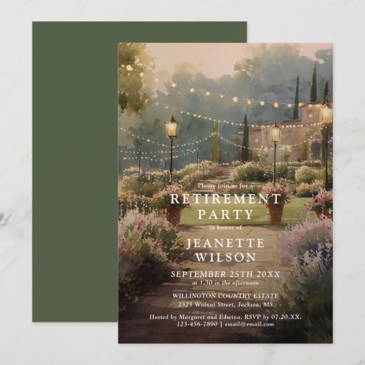 Rustieke Boho Landtuin Pensioenfeest Kaart (Voorkant / Achterkant)