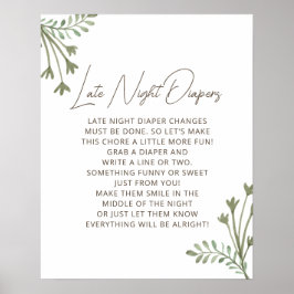 Rustieke Boho Late Night Luiers Baby shower spel Poster