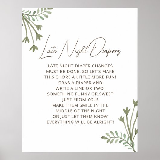 Rustieke Boho Late Night Luiers Baby shower spel Poster (Voorkant)
