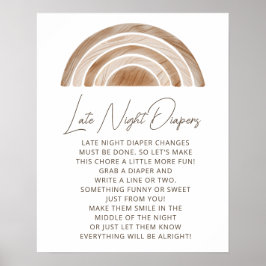 Rustieke Boho Late Night Luiers Baby shower spel Poster