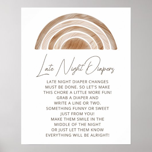 Rustieke Boho Late Night Luiers Baby shower spel Poster (Voorkant)