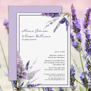 Rustieke Boho Lavendel Bloemen Paarse bruiloft Kaart