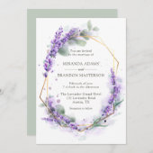 Rustieke Boho Lavendel Floral Elegante bruiloft Kaart (Voorkant / Achterkant)