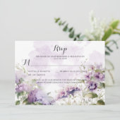Rustieke Boho Lavendel Paarse Bloemen Bruiloft Kaart (Staand voorkant)