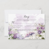Rustieke Boho Lavendel Paarse Bloemen Bruiloft RSVP Kaartje (Voorkant)