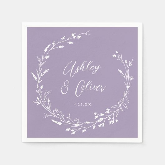 Rustieke Boho Lavendel Wildflower Botanische bruil Servet (Voorkant)