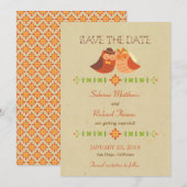 Rustieke Boho Liefdesvogel Uil Bruidspaar Trouwen Save The Date (Voorkant / Achterkant)