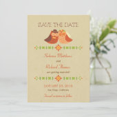 Rustieke Boho Liefdesvogel Uil Bruiloft Save The Date (Staand voorkant)