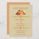 Rustieke Boho Liefdesvogel Uil Trouwdag Save The Date (Voorkant / Achterkant)