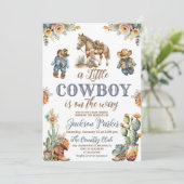 Rustieke Boho Little Cowdoy Wild West Baby shower Kaart (Staand voorkant)