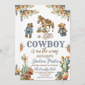 Rustieke Boho Little Cowdoy Wild West Baby shower Kaart (Voorkant / Achterkant)