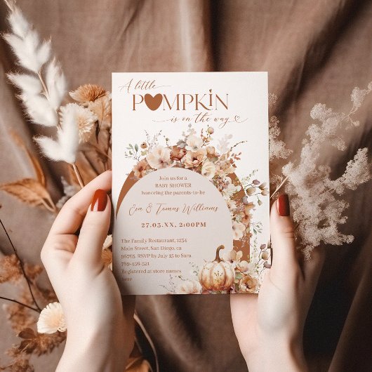 Rustieke Boho Little Pumpkin Herfst Baby shower Kaart