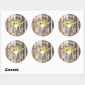 Rustieke Boho Longhorn Zonnebloem Monogram Bruilof Ronde Sticker (Vel)