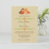Rustieke Boho Lovebird Uil Paar Bruiloft Kaart (Staand voorkant)