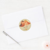 Rustieke Boho Lovebird Uil Paar Bruiloft Ronde Sticker (Envelop)