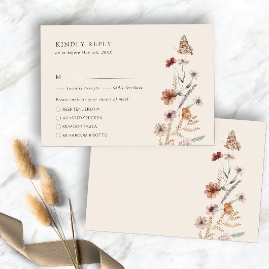 Rustieke Boho Maaltijd RSVP Kaart