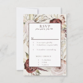 Rustieke Boho Marsala Crème Bloem RSVP Kaartje