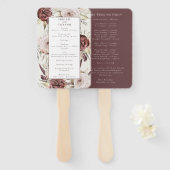 Rustieke Boho Marsala Crème Bloemenprogramma Handwaaier (Voorkant en achterkant)