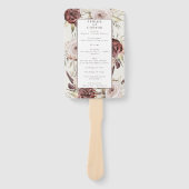 Rustieke Boho Marsala Crème Bloemenprogramma Handwaaier (Voorkant)