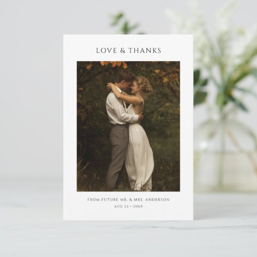 Rustieke Boho Moderne Couples Bruiloftsfoto Bruid Bedankkaart (Staand voorkant)