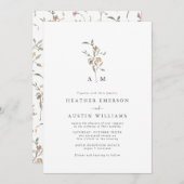 Rustieke Boho Monogram bruiloft Kaart (Voorkant / Achterkant)