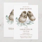 Rustieke Boho Muiltjes Baby Shower Sjabloon Kaart (Voorkant / Achterkant)