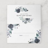 Rustieke Boho Navy Floral Wedding Plaatskaartje (Buitenkant ongevouwen)