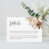 Rustieke Boho Neutral Bloemen Trouwen Details Kaar Informatiekaartje (Staand voorkant)