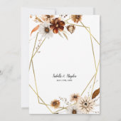 Rustieke Boho Neutral Floral Gold Lijst bruiloft Kaart (Achterkant)