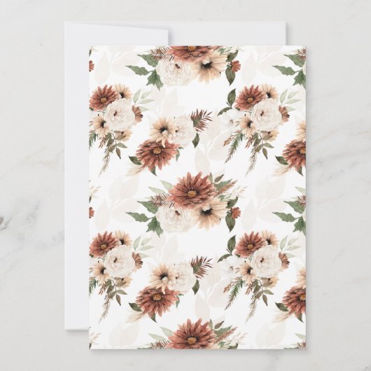 Rustieke Boho Neutral Floral Wedding Kaart (Achterkant)