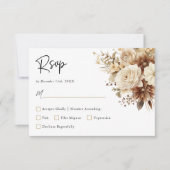Rustieke Boho Neutral Floral Wedding RSVP-kaart RSVP Kaartje (Voorkant)