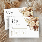 Rustieke Boho Neutral Floral Wedding RSVP-kaart RSVP Kaartje