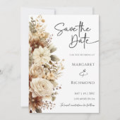 Rustieke Boho Neutral Floral Wedding Save the Date Kaart (Voorkant)