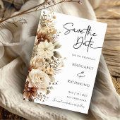 Rustieke Boho Neutral Floral Wedding Save the Date Kaart