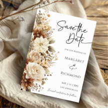 Rustieke Boho Neutral Floral Wedding Save the Date