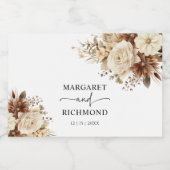 Rustieke Boho Neutral Floral Wedding Sparkling Wijnetiket (Enkel label)