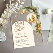 Rustieke Boho Neutral Winter Christmas Baby shower Acryl Uitnodigingen