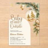 Rustieke Boho Neutral Winter Christmas Baby shower Acryl Uitnodigingen (Voorkant)