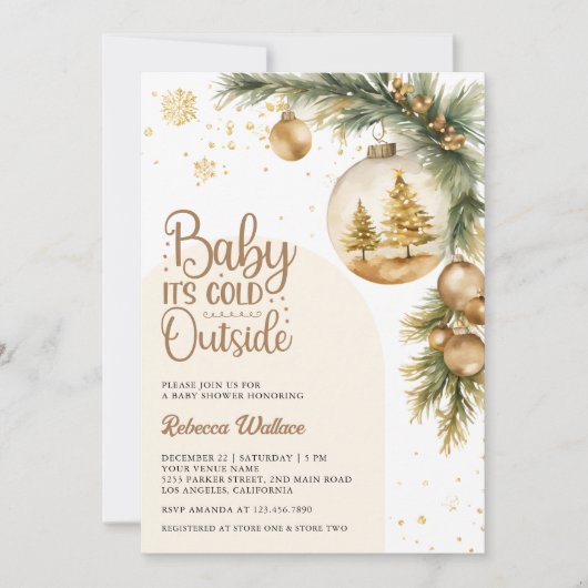 Rustieke Boho Neutral Winter Christmas Baby shower Kaart (Voorkant)