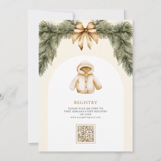 Rustieke Boho Neutral Winter Christmas Baby shower Kaart (Achterkant)