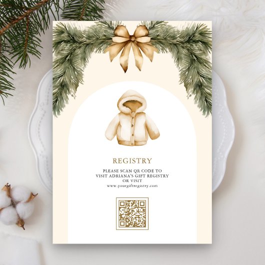 Rustieke Boho Neutral Winter Christmas Baby shower Kaart