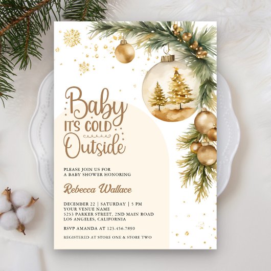Rustieke Boho Neutral Winter Christmas Baby shower Kaart