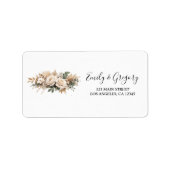 Rustieke Boho Neutrale Bloemen Trouwadres Etiket (Voorkant)
