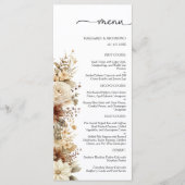 Rustieke Boho Neutrale Bloemige Trouwmenu Menu (Voorkant)