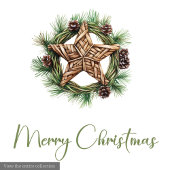 Rustieke Boho Neutrale Dennenkrans Kerstgroet Feestdagenkaart