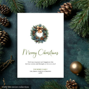 Rustieke Boho Neutrale Dennenkrans Kerstgroet Feestdagenkaart