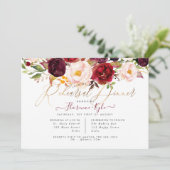 Rustieke Boho Oefenavondmaal Marsala Blush Pioenro Kaart (Staand voorkant)