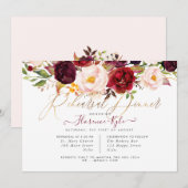 Rustieke Boho Oefenavondmaal Marsala Blush Pioenro Kaart (Voorkant / Achterkant)